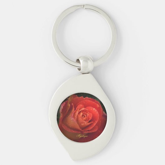 Porte-clés Mystique Dark Botanical Red Orange Rose Keyring (Devant)