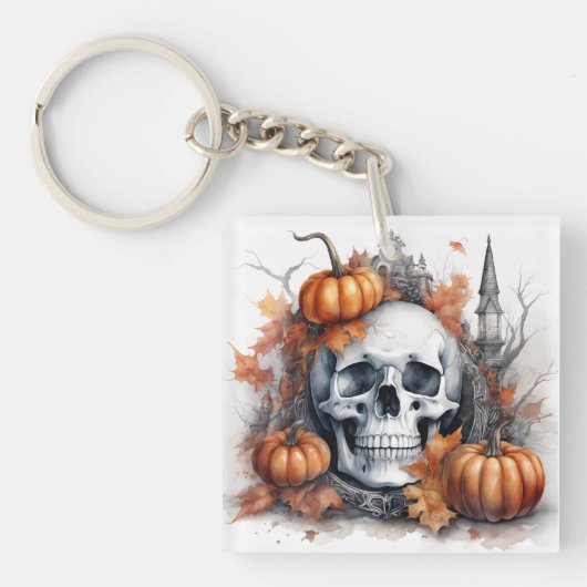 Porte-clés Mystique Halloween Gothique Crâne Art Mystique (Devant)