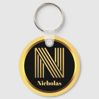 Porte-clés N Lettre or monogramme Porte - clé personnalisé