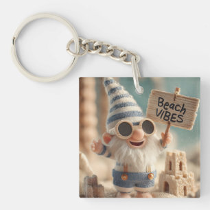 Porte-clés Nain de jardin d'été "Vibes de plage"
