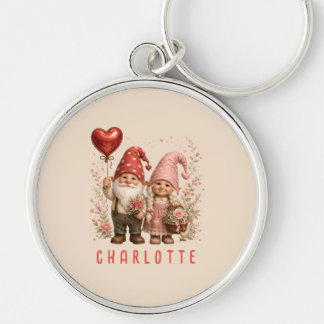 Porte-clés Nains de la Saint-Valentin floraux personnalisés
