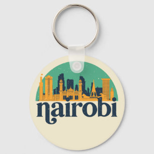 Porte-clés Nairobi Kenya City Skyline Retro Cityscape Art