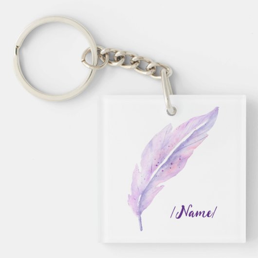 Porte-clés Naissance Violet plume cadeau de vacances (Devant)