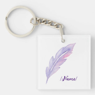 Porte-clés Naissance Violet plume cadeau de vacances