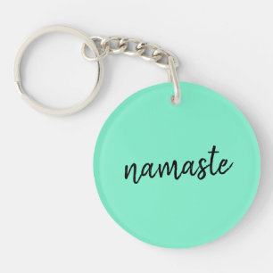 Porte-clés Namaste   Neo Mint Green Moderne Yoga Spirituel