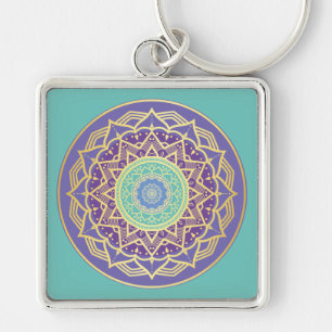 Porte-clés Namaste Purple Indigo Gold Turquoise Mandala Boho