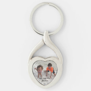 Porte-clés Nana Custom Grandchildren Photo Silver Heart