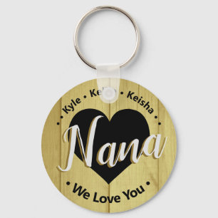 Porte-clés Nana Grand kids Nom personnalisé We Love You Keyc
