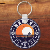 Porte-clés Naples Florida Beach Retro Sunset Pier 80s (Recto)