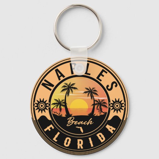 Porte-clés Naples Florida Beach Retro Sunset Souvenirs (Recto)