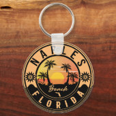 Porte-clés Naples Florida Beach Retro Sunset Souvenirs (Verso)