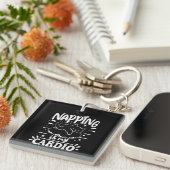 Porte-clés Napping Est Mon Cardio Simple Drôle Design Chat (Devant Droit)