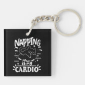 Porte-clés Napping Est Mon Cardio Simple Drôle Design Chat (Dos)