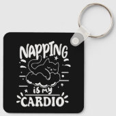 Porte-clés Napping Est Mon Cardio Simple Drôle Design Chat (Dos)