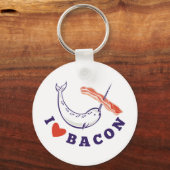 Porte-clés narval baleine j'aime le bacon (Recto)