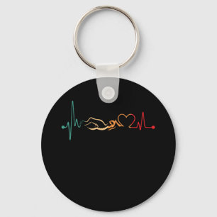 Porte-clés Natation Vintage nage Heartbeat Retro Cadeau