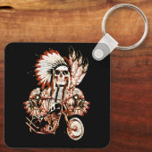 Porte-clés Native American Indian Chief Skull Motorcycle Head (Verso)