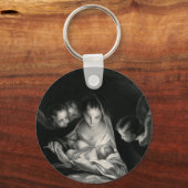 Porte-clés Nativity Baby Jésus Virgin Mary Angels Black White (Recto)