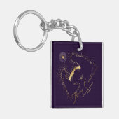 Porte-clés Nativity Manger Christmas Purple Gold Custom Name (Devant gauche)