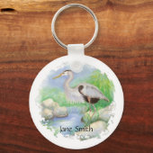 Porte-clés Nature des oiseaux du Grand Héron Bleu (Recto)