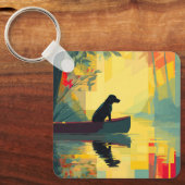 Porte-clés Nature Minimaliste Canot Labrador Noir (Recto)