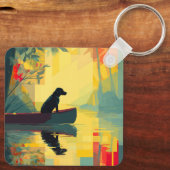 Porte-clés Nature Minimaliste Canot Labrador Noir (Verso)