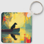 Porte-clés Nature Minimaliste Canot Labrador Noir (Dos)