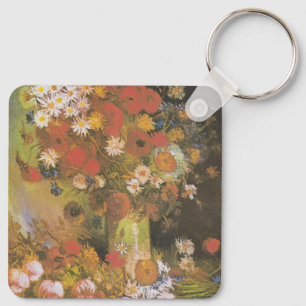 Porte-clés Nature morte florale de Van Gogh Red Poppies & Ros