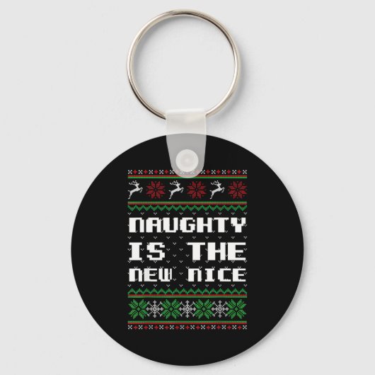 Porte-clés Naughty Is The New Nice Ugly Christmas Sweater Rei (Recto)
