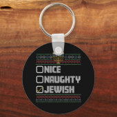 Porte-clés Naughty Nice juif Père Noël laide Noël Hanoukka (Recto)