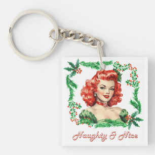 Porte-clés Naughty & Nice Retro Christmas Pinup