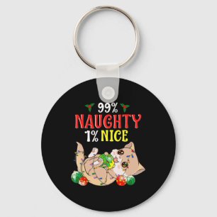 Porte-clés Naughty Ou Nice Chat De Noël Drôle Humour 1