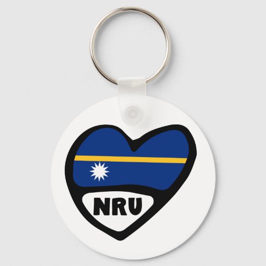 Porte-clés Nauru Code Pays Drapeau Clavier Coeur, NRU (Recto)