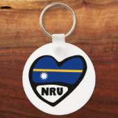 Porte-clés Nauru Code Pays Drapeau Clavier Coeur, NRU (Recto)