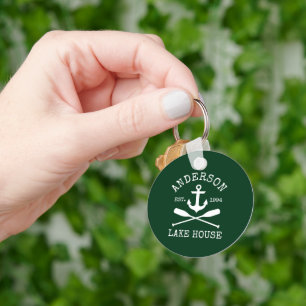 Porte-clés Nautical Anchor Oars Family Lake House Green