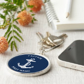 Porte-clés Nautical Boat Anchor and Name Captain Custom (Côté)