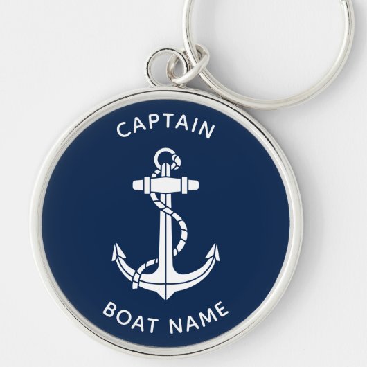 Porte-clés Nautical Boat Anchor and Name Captain Custom (Devant)