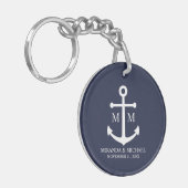 Porte-clés Nautical Navy Blue Anchor Wedding (Devant gauche)