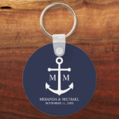 Porte-clés Nautical Navy Blue Anchor Wedding (Recto)