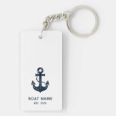 Porte-clés Nautical Navy Blue Custom Boat Name (Dos)