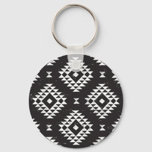 Porte-clés Navajo Géométrique : Tribal Blanc Noir.
