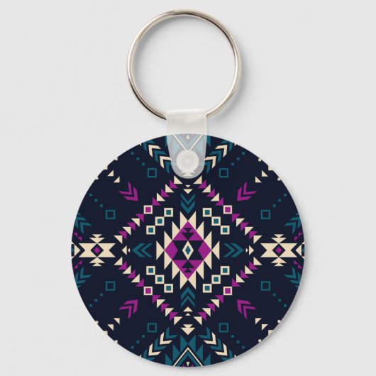 Porte-clés Navajo tribal foncé, géométrique vintage. (Recto)