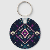 Porte-clés Navajo tribal foncé, géométrique vintage. (Verso)