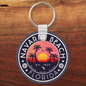 Porte-clés Navarre Beach Floride Sunset Beach Palm Tree 80s (Verso)
