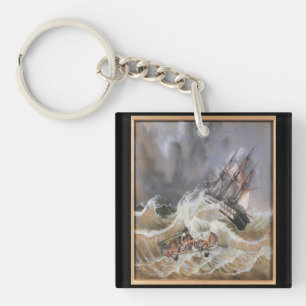 Porte-clés Navire Clipper Tempête en mer 1870