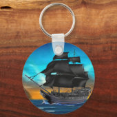 PORTE-CLÉS NAVIRE PIRATE AU COUCHER DU SOLEIL (Recto)