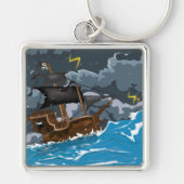 Porte-clés Navire Pirate dans la Tempête (Devant)