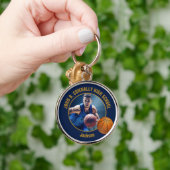 Porte-clés Navy Blue Gold Basketball Player Photo (Main)