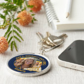 Porte-clés Navy Blue Gold Cheerleader Photo High School (Côté)