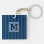 Porte-clés Navy Blue Stripes Acrylic Keychain Capital Initial (Dos)
